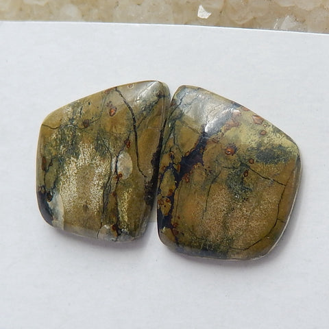 Natural jasper Gemstone Cabochon Pair, 15x13x4mm, 1.8g - MyGemGarden