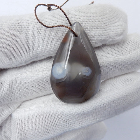 Agate Gemstone Natural Pendant Bead, 35x22x10mm, 9.1g - MyGemGarden