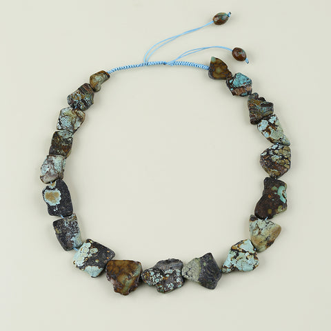 Colliers de pierres précieuses brutes, collier de colliers de pierres précieuses turquoise, collier réglable