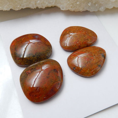 2 Pair Warring States Red Agate Flatback Gemstone Cabochon Pair, 22x19x6mm, 20x16x5mm, 11.9g - MyGemGarden