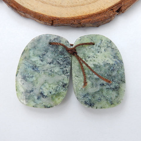 Natural Serpentine Earrings Pair, stone for Earrings making, 25x17x5mm, 7.4g - MyGemGarden