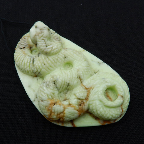 Handmade Lemon Jade Gemstone snake Carved Ornament, 68x40x17mm, 48.3g - MyGemGarden