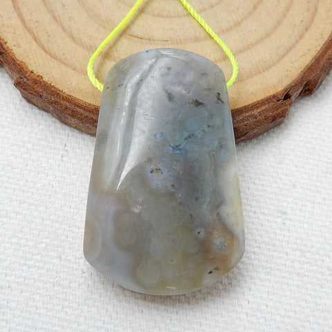 Natural Ocean Jasper Drilled Pendant Bead, 35x23x9mm, 12.4g - MyGemGarden