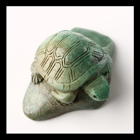 Turquoise Gemstone Tortoise Carved Ornament, 73x53x40mm, 111g - MyGemGarden