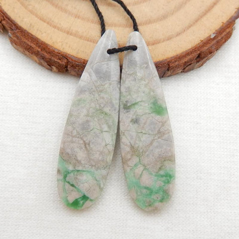 Variscite Teardrop Earrings Stone Pair For Earrings Making, 35x10x4mm, 4.8g