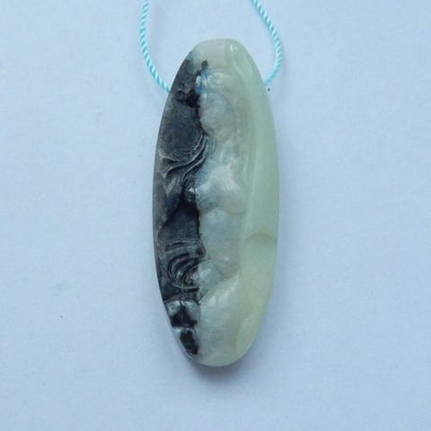 Natural Stone Carved Amazonite fashion Pendant, 42x11x8mm, 8.5g - MyGemGarden