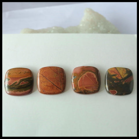 4PCS Natural Multi-Color Picasso Jasper Gemstone Cabochon 20x5mm,16.2g - MyGemGarden