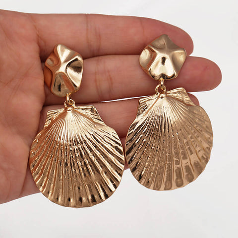 Gold-plated alloy Shell shape earrings pair, 22.8g - MyGemGarden