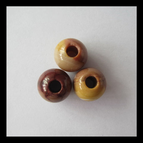 3pcs Mookaite Jasper Beads 12x14mm, 9.6g - MyGemGarden