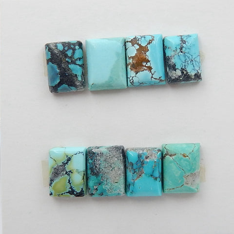 8 PCS Natural Turquoise Rectangle Flatback Gemstone Cabochon, 8x6x3mm, 2.6g - MyGemGarden