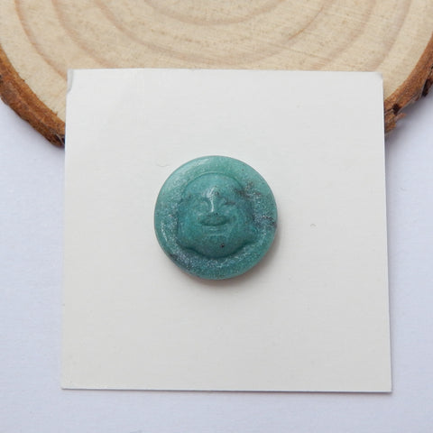 Handmade Chrysocolla Carving Buddha Head Gemstone Cabochon, 15x6mm, 1.8g - MyGemGarden