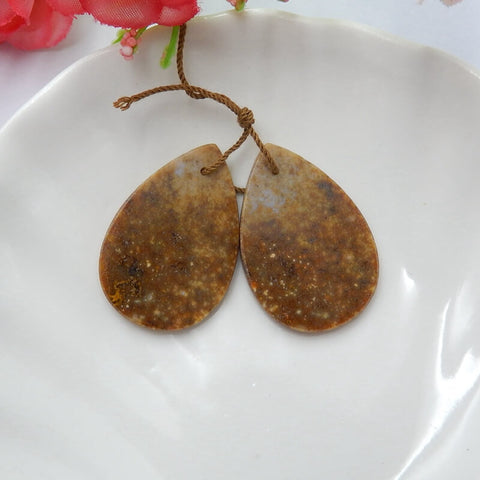 Natural Ocean Jasper Teardrop Earrings Pair, stone for Earrings making, 31x21x3mm, 7.4g - MyGemGarden