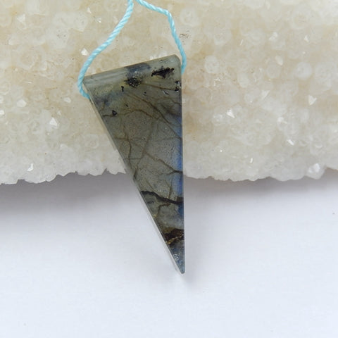 Labradorite Gemstone Natural Pendant Bead, 33x15x6mm, 4.3g - MyGemGarden