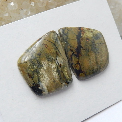 Natural jasper Gemstone Cabochon Pair, 15x13x4mm, 1.8g - MyGemGarden