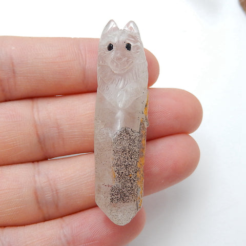 New Arrival Quartz Hand Carved Wolf head Cabochon, Animal Gemstone Decoration, 50x13x12mm, 10.3g - MyGemGarden