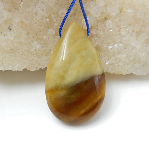 Natural Yellow Opal Teardrop Gemstone Pendant, Natural Stone Jewelry, 37x21x10mm, 10.1g - MyGemGarden