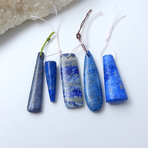 5 Pcs Natural Lapis Lazuli Pendant Beads - MyGemGarden