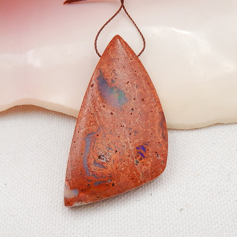 Natural Australia Red Opal Drilled Gemstone Pendant Bead, 52x28x8mm, 14.7g - MyGemGarden