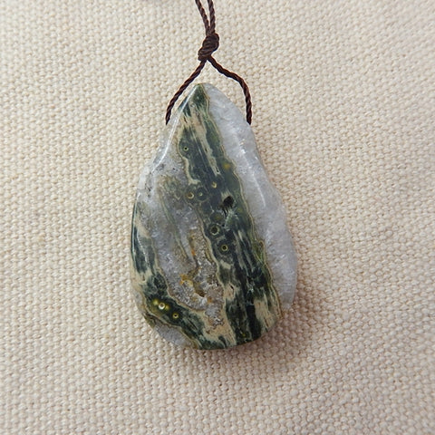 Ocean Jasper Natural Pendant , 39x24x10mm, 15.58g - MyGemGarden