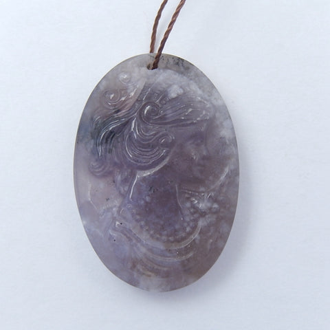 Ocean Jasper Carved Beautiful Girl Pendant Bead, 32x22x9mm, 9.3g - MyGemGarden