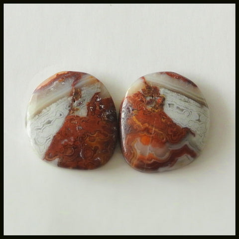 Natural Crazy Lace Agate Gemstone Cabochon Pair 15x14x4mm,2.6g - MyGemGarden