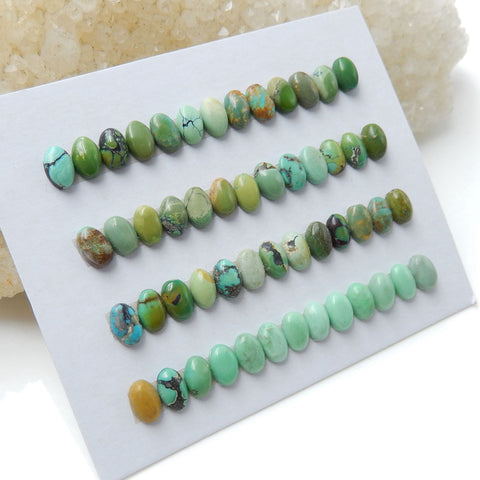 52 PCS Natural Oval Turquoise Flatback Gemstone Cabochons, 6x4x2mm, 4.3g - MyGemGarden