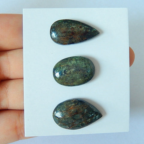 3 PCS Nugget Green Quartz Gemstone Natural Cabochons 25x16x7mm,21x15x6mm,13.5g - MyGemGarden