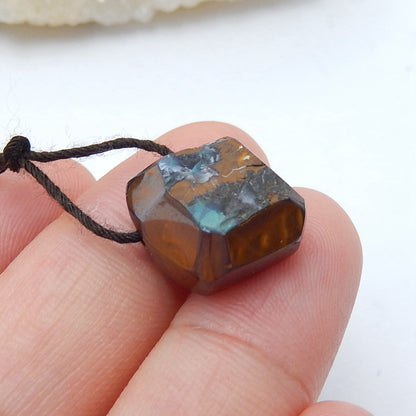 Natural Boulder opal Drilled Gemstone Pendant Bead, 13x12x9mm, 3g - MyGemGarden