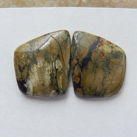 Natural jasper Gemstone Cabochon Pair, 15x13x4mm, 1.8g - MyGemGarden