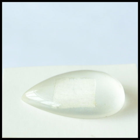 Natural White Quartz Gemstone Cabochon, 28x19x8mm, 6.3g - MyGemGarden