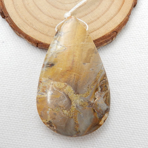 Natural Ocean Jasper Drilled Teardrop Gemstone Pendant Bead, 52x31x8mm, 20.3g - MyGemGarden