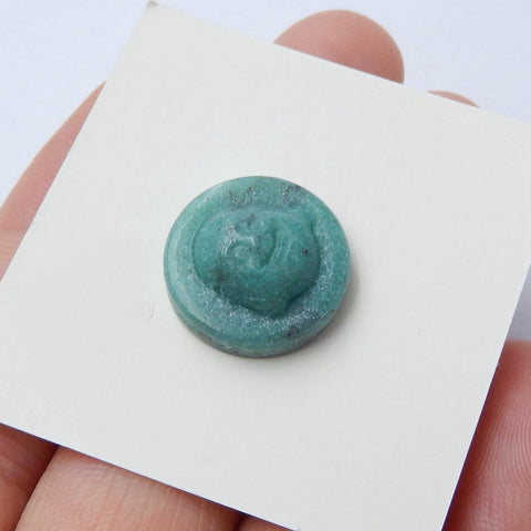 Handmade Chrysocolla Carving Buddha Head Gemstone Cabochon, 15x6mm, 1.8g - MyGemGarden