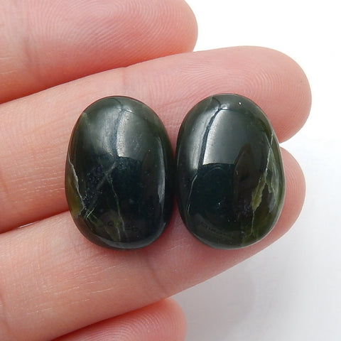 Natural Canada jade Oval Gemstone Cabochon Pair, 18x13x5mm, 4.6g - MyGemGarden