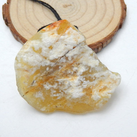 Nugget Yellow Opal Gemstone Pendant, Natural Stone Jewelry, 43x37x18mm, 24.3g - MyGemGarden