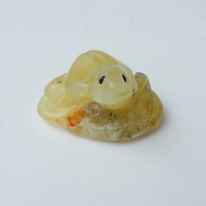 New Design Yellow Opal Carved Frog Gemstone Decoration, 31x20x19mm, 9.3g - MyGemGarden