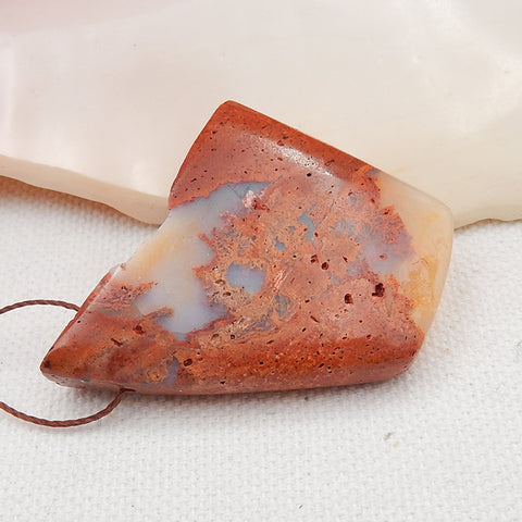 Natural Australia Red Opal Drilled Gemstone Pendant Bead, 46x36x9mm, 14.8g - MyGemGarden