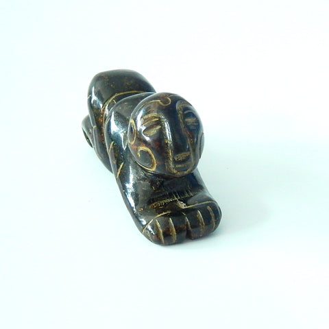 Art Of Work Carved Nephrite Jade Lion Pendant Beads, 75x27x24mm, 81.3g - MyGemGarden