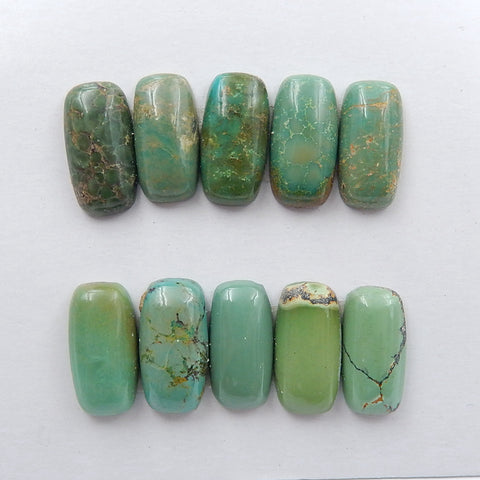 10 PCS Natural Turquoise Flatback Gemstone Cabochon, 14x7x5mm, 7.6g - MyGemGarden