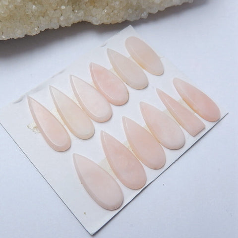 12 PCS Pink Opal Gemstone Cabochons, 26x7x2mm,22x6x2mm, 8.8g - MyGemGarden