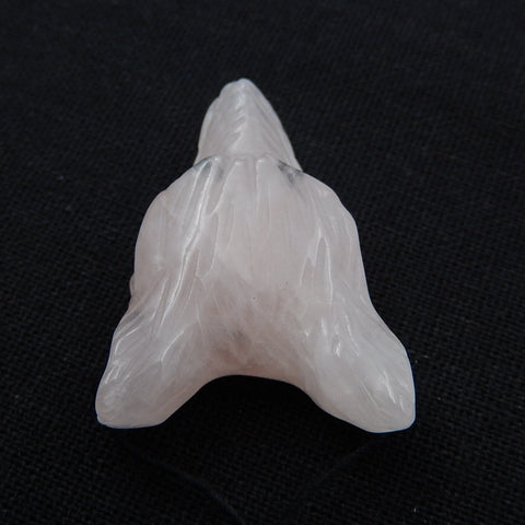 Handmade Rose Quartz Carved Wolf Head Pendant Bead, 37x27x13mm, 13.8g - MyGemGarden