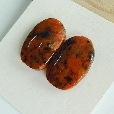 Natural petrified wood  Gemstone Cabochon Pair, 18x12x4mm, 3.3g - MyGemGarden