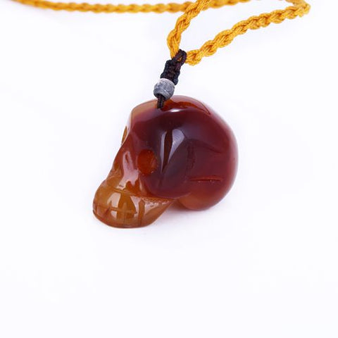 Red Agate Skull Pendant Necklace Online Hot Sale - 37x22x28mm, 28.7g - MyGemGarden