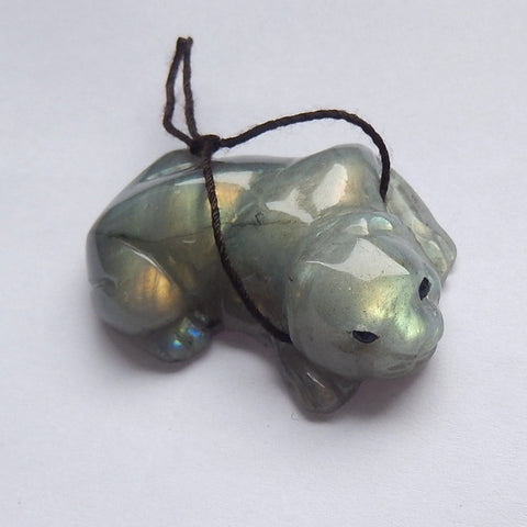 Labradorite Gemstone Tiger Carved Ornament, 46x31x13mm, 23.9g - MyGemGarden