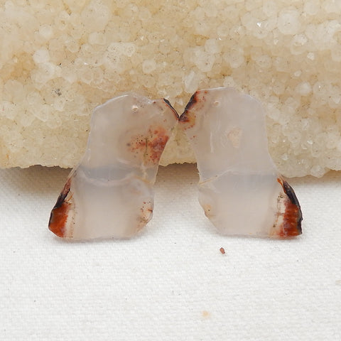 Nugget Agate Earrings Stone Pair, stone for earrings making, 35x20x2mm, 5.6g - MyGemGarden