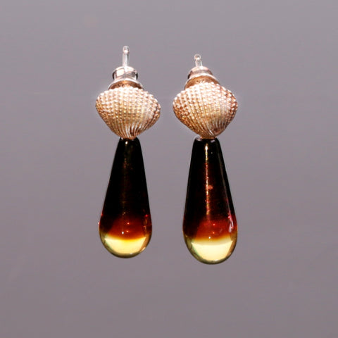 New Design Hot Sale 925 Silver with Natural Amber Gemstone Earrings 4.3g - MyGemGarden