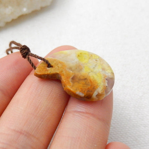 Natural Yellow Opal Pendant Bead 25x19x4mm, 2.2g