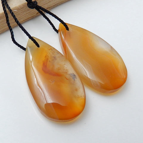 Natural Agate Teardrop Earrings Pair, stone for Earrings making, 27x14x6mm, 6.45g - MyGemGarden