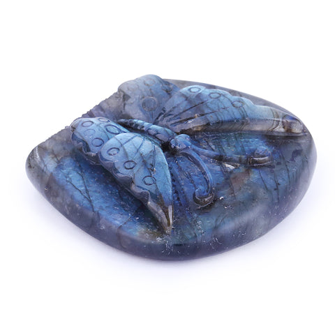 Top Quality Shimmer Labradorite Hand Carved Butterfly Gemstone for Decration, 60x55x22mm, 109.4g - MyGemGarden