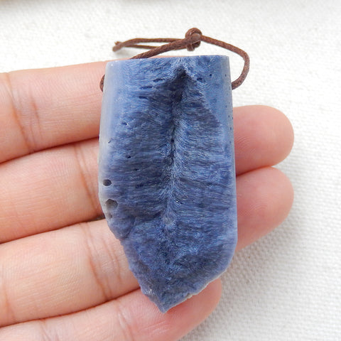 New, Blue Fossil Coral Gemstone Pendant, Nugget Pendant, 46x24x22mm, 30.2g - MyGemGarden