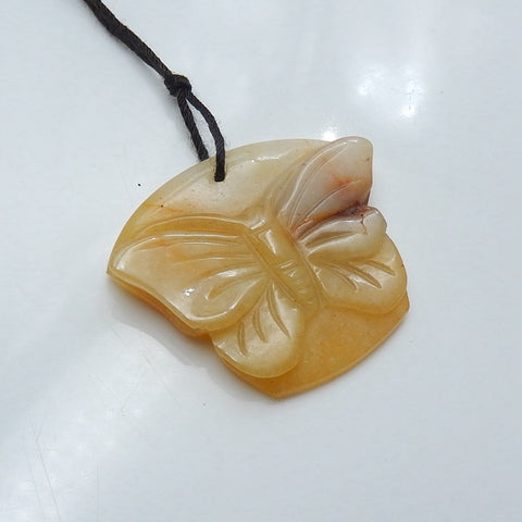 New Arrival Amazonite Carved butterfly Pendant Bead, 35x30x5mm, 8.3g - MyGemGarden